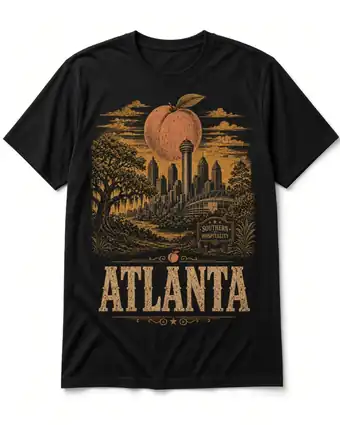 Atlanta vintage skyline design on a black tee
