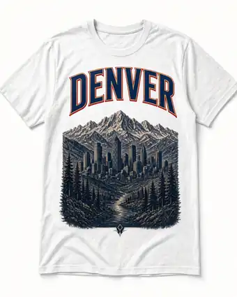 Denver vintage skyline design on a black tee