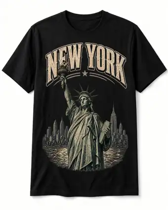 New York vintage skyline design on a black tee