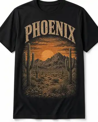 Phoenix vintage skyline design on a black tee