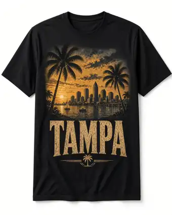 Tampa vintage skyline design on a black tee